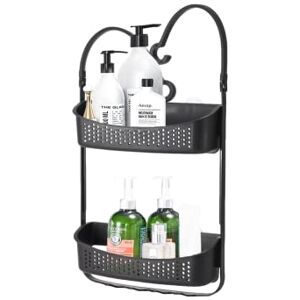 Canyon Hanging Shower Caddy Single Basket, No Drill Bathroom Shelf, Non-Rusting Storage Shelves, Shower Accessory for Bathroom Organisation Shelf, Over Bath Storage Shower Basket (2 Tier Black) Canyon Hanging Shower Caddy Single Basket, No Drill Bathroom Shelf, Non-Rusting Storage Shelves, Shower Accessory for Bathroom Organisation Shelf, Over Bath Storage Shower Basket (2 Tier Black)