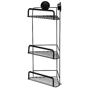 Croydex Stick 'N' Lock Three Tier Black Shower Caddy Corner Shower Shelf No Drilling Bathroom Storage Solution with Sticky Pad Easy-Clean 5 Year Rust-Free Guarantee, Mild Steel Croydex Stick 'N' Lock Three Tier Black Shower Caddy Corner Shower Shelf No Drilling Bathroom Storage Solution with Sticky Pad Easy-Clean 5 Year Rust-Free Guarantee, Mild Steel