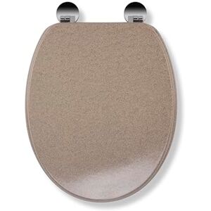 Croydex Dorney Flexi-Fix Wooden Toilet Seat Adjustable Hinges with Top & Bottom Fixings Included and Rust Free Chrome Plated Hinge Covers, Antibacterial Treated Surface (Sandstone Effect) Croydex Dorney Flexi-Fix Wooden Toilet Seat Adjustable Hinges with Top & Bottom Fixings Included and Rust Free Chrome Plated Hinge Covers, Antibacterial Treated Surface (Sandstone Effect)