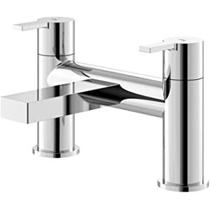 Hudson Reed WIL303 Willow ǀ Modern Bathroom Round Deck Mounted Double Handle Bath Filler, 141mm x 230mm, Chrome Hudson Reed WIL303 Willow ǀ Modern Bathroom Round Deck Mounted Double Handle Bath Filler, 141mm x 230mm, Chrome