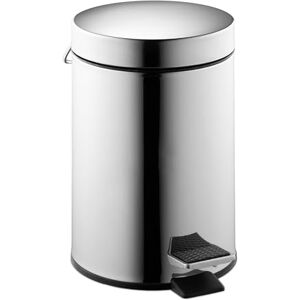 Relaxdays Bathroom Pedal Bin, 3 litres, Polished Stainless Steel, Removable Inner Bucket, Sanitary Disposal, Silver Relaxdays Bathroom Pedal Bin, 3 litres, Polished Stainless Steel, Removable Inner Bucket, Sanitary Disposal, Silver
