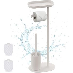 Relaxdays Set, HWD: 67 x 23 x 17 cm, freestanding Paper Holder, Toilet Brush, Shelf, 2 Heads, White, Plastic, Iron, 65 x 23 x 17 cm Relaxdays Set, HWD: 67 x 23 x 17 cm, freestanding Paper Holder, Toilet Brush, Shelf, 2 Heads, White, Plastic, Iron, 65 x 23 x 17 cm