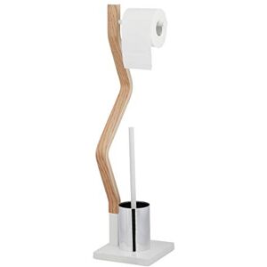 Relaxdays WC Set, Toilet Paper, Upright Stand, Bathroom Brush and Holder, HWD: 75 x 18.5 x 18.5 cm, White/Natural, Steel Relaxdays WC Set, Toilet Paper, Upright Stand, Bathroom Brush and Holder, HWD: 75 x 18.5 x 18.5 cm, White/Natural, Steel