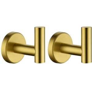 JQK Bath Towel Hook, Brushed Gold Coat Robe Clothes Hook for Bathroom Kitchen Garage Wall Mounted (Pack of 2), SUS 304 Stainless Steel, TH100-BG-P2 JQK Bath Towel Hook, Brushed Gold Coat Robe Clothes Hook for Bathroom Kitchen Garage Wall Mounted (Pack of 2), SUS 304 Stainless Steel, TH100-BG-P2