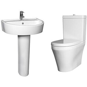 nuie CMA001 Modern Comfort Height Rimless Flush to Wall Pan Cistern and Soft Close Seat WC Toilet, 880mm x 350mm, White nuie CMA001 Modern Comfort Height Rimless Flush to Wall Pan Cistern and Soft Close Seat WC Toilet, 880mm x 350mm, White
