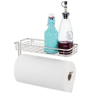 InterDesign iDesign Classico Wall Mounted Kitchen Roll Holder with Shelf, Metal Paper Towel, Kitchen and Toilet Roll Holder for the Wall, Satin InterDesign iDesign Classico Wall Mounted Kitchen Roll Holder with Shelf, Metal Paper Towel, Kitchen and Toilet Roll Holder for the Wall, Satin