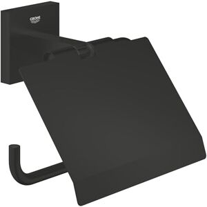 Grohe Start Cube QuickFix Toilet Roll Holder with Cover (Metal, Wall Mounted, Concealed Fastening, Including Screws and Dowels), Size 111 mm, Easy to Fit QuickGlue, Matt Black, 411022430 Grohe Start Cube QuickFix Toilet Roll Holder with Cover (Metal, Wall Mounted, Concealed Fastening, Including Screws and Dowels), Size 111 mm, Easy to Fit QuickGlue, Matt Black, 411022430