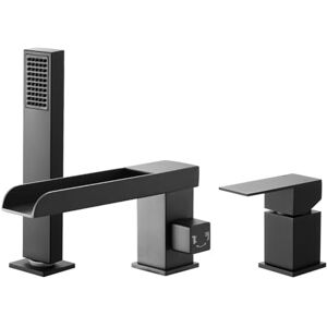 VEVOR Roman Tub Faucet, 3 Hole Waterfall Bathtub Faucet, Widespread Roman Tub Faucets with Shower Head & 1 Handle, Romans Bathtub Faucets for Pet Washing, Adult Bathing, Matte Black, Stainless Steel VEVOR Roman Tub Faucet, 3 Hole Waterfall Bathtub Faucet, Widespread Roman Tub Faucets with Shower Head & 1 Handle, Romans Bathtub Faucets for Pet Washing, Adult Bathing, Matte Black, Stainless Steel