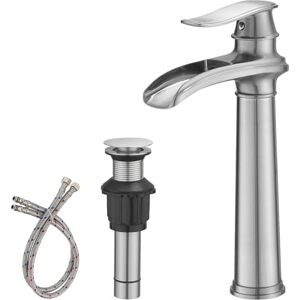BWE Brushed Nickel Bathroom Vessel Sink Waterfall Spout Commercial Single Handle Single Handle Single Hole BWE Brushed Nickel Bathroom Vessel Sink Waterfall Spout Commercial Single Handle Single Handle Single Hole