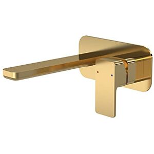 nuie WIN828 Windon Modern Bathroom Square Wall Mount 2 Hole Basin Mixer Tap with Lever Handle and Back Plate, 70mm, Brushed Brass nuie WIN828 Windon Modern Bathroom Square Wall Mount 2 Hole Basin Mixer Tap with Lever Handle and Back Plate, 70mm, Brushed Brass