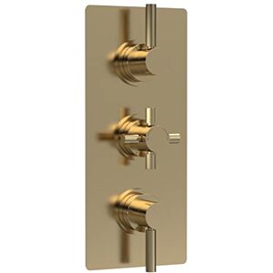 Hudson Reed A8023 Tec Lever Modern Bathroom Lever Triple Thermostatic Concealed Shower Valve with Diverter- 3 Outlets, 280mm, Brushed Brass Hudson Reed A8023 Tec Lever Modern Bathroom Lever Triple Thermostatic Concealed Shower Valve with Diverter- 3 Outlets, 280mm, Brushed Brass