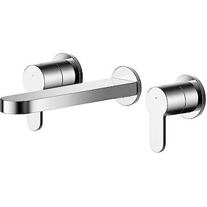 nuie ARV317 Arvan Modern Bathroom Round Wall Mount 3 Tap Hole Basin Mixer Tap with Lever Handles (No Plate), 75mm, Chrome nuie ARV317 Arvan Modern Bathroom Round Wall Mount 3 Tap Hole Basin Mixer Tap with Lever Handles (No Plate), 75mm, Chrome