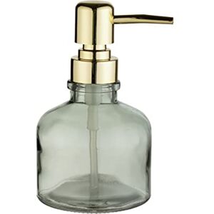 WENKO Atessa Mint Glass Soap Dispenser, Golden Pump Head, Refillable Up to 200 ml, Perfect for Bathroom Sink, Ø 8 x 14 cm WENKO Atessa Mint Glass Soap Dispenser, Golden Pump Head, Refillable Up to 200 ml, Perfect for Bathroom Sink, Ø 8 x 14 cm