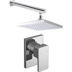 nuie SBS27MV1 Bundle Modern Bathroom Concealed Manual Windon Valve with Square Wall Mounted Arm and Fixed Shower Head, Chrome nuie SBS27MV1 Bundle Modern Bathroom Concealed Manual Windon Valve with Square Wall Mounted Arm and Fixed Shower Head, Chrome