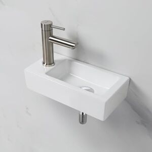 Ibergrif M41102-L Wall Mounted Rectangular Ceramic Basin Sink - Small Cloakroom Wash Basin Ibergrif M41102-L Wall Mounted Rectangular Ceramic Basin Sink - Small Cloakroom Wash Basin