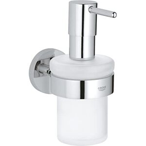 Grohe Start QuickFix Soap Dispenser with Holder (Metal and Glass, Filling Quantity 160 ml, Concealed Fastening, Including Screws and Dowels, Easy to Fit with QuickGlue), Chrome, 41195000 Grohe Start QuickFix Soap Dispenser with Holder (Metal and Glass, Filling Quantity 160 ml, Concealed Fastening, Including Screws and Dowels, Easy to Fit with QuickGlue), Chrome, 41195000