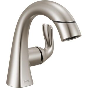 DELTA Faucet Arvo Pull-Down Single Hole Bathroom Faucet, Brushed Nickel Bathroom Sink Faucet, Bathroom Faucet with Pull Out Sprayer, Single Handle Bathroom Faucet, SpotShield Nickel 115840LF-SPPD DELTA Faucet Arvo Pull-Down Single Hole Bathroom Faucet, Brushed Nickel Bathroom Sink Faucet, Bathroom Faucet with Pull Out Sprayer, Single Handle Bathroom Faucet, SpotShield Nickel 115840LF-SPPD