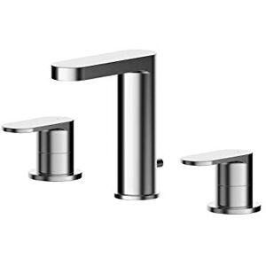 nuie BIN337 Binsey Modern Bathroom Round 3 Tap Hole Basin Mixer Tap with Lever Handles and Pop-up Waste, 160mm, Chrome nuie BIN337 Binsey Modern Bathroom Round 3 Tap Hole Basin Mixer Tap with Lever Handles and Pop-up Waste, 160mm, Chrome