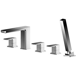 nuie WIN314 Windon Modern Bathroom Deck Mounted 5 Tap Hole Bath Shower Mixer with Lever Handles, 135mm, Chrome nuie WIN314 Windon Modern Bathroom Deck Mounted 5 Tap Hole Bath Shower Mixer with Lever Handles, 135mm, Chrome