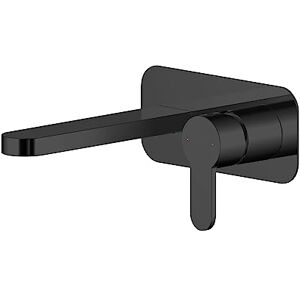 nuie ARV428 Arvan Modern Bathroom Round Wall Mounted 2 Hole Basin Mixer Tap with Lever Handle and Plate, 108mm, Matt Black nuie ARV428 Arvan Modern Bathroom Round Wall Mounted 2 Hole Basin Mixer Tap with Lever Handle and Plate, 108mm, Matt Black