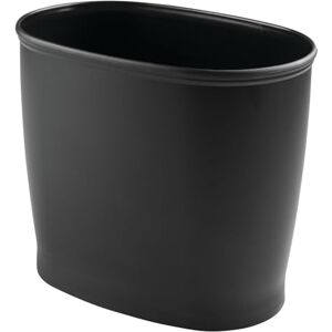 mDesign Oval Shatter-Resistant Plastic Trash Can, 8.5 Liters, Black, 12" x 8" x 10 mDesign Oval Shatter-Resistant Plastic Trash Can, 8.5 Liters, Black, 12" x 8" x 10