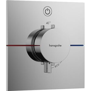 Hansgrohe ShowerSelect Comfort E - thermostat conceiled, bathroom tap with safety stop at 40 °C, thermostat square for showers and bath tubs, shower mixer for 1 function, chrome, 15571000