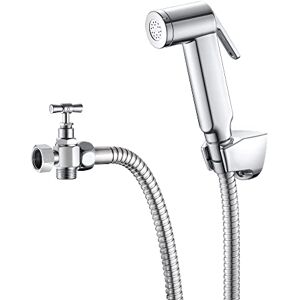 Rousseau Toilet Shower Head Kit, Complete Hygiene Kit for ABS Toilet with Shower, 120 cm Metal Hose, Bracket and 2-Way Tap, Chrome-Plated Rousseau Toilet Shower Head Kit, Complete Hygiene Kit for ABS Toilet with Shower, 120 cm Metal Hose, Bracket and 2-Way Tap, Chrome-Plated