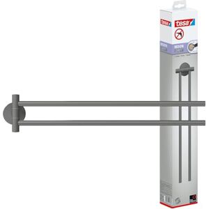 tesa UK tesa MOON GREY Towel Holder 2-arm, matt grey, for bathroom and WC for bathrooms in industrial and modern style drill-free, incl. adhesive solution 84 mm x 50 mm x 456 mm tesa UK tesa MOON GREY Towel Holder 2-arm, matt grey, for bathroom and WC for bathrooms in industrial and modern style drill-free, incl. adhesive solution 84 mm x 50 mm x 456 mm