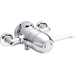 nuie VSQ2 Exposed Modern Bathroom Sequential Thermostatic Shower Valve with Lever Handle, 110mm x 200mm, Chrome, Silver nuie VSQ2 Exposed Modern Bathroom Sequential Thermostatic Shower Valve with Lever Handle, 110mm x 200mm, Chrome, Silver