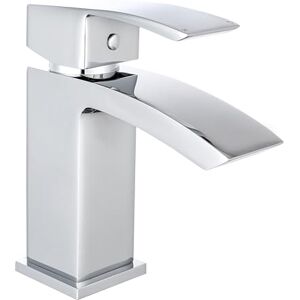 VeeBath Tidal Mono Basin Mixer Tap with Waste – Chrome Finish, Squared Edge Single Lever, Modern Deck Mounted Bathroom Tap, Contemporary Bathroom Mixer Taps for Basins VeeBath Tidal Mono Basin Mixer Tap with Waste – Chrome Finish, Squared Edge Single Lever, Modern Deck Mounted Bathroom Tap, Contemporary Bathroom Mixer Taps for Basins