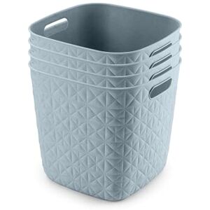 CURVER Softex 4x 15L Storage Baskets, 100 percent Recycled Material, Lightweight, For Bathroom, Living Room, Kitchen, Teal CURVER Softex 4x 15L Storage Baskets, 100 percent Recycled Material, Lightweight, For Bathroom, Living Room, Kitchen, Teal