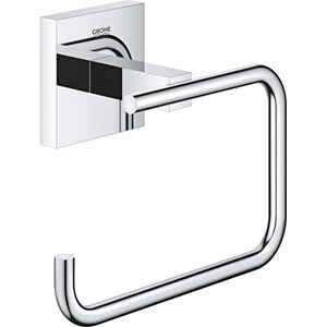 Grohe Start Cube Toilet Roll Holder without Cover (Metal, Wall Mounted, Concealed Fastening, with Screws and Dowels), Size 138 mm, Extra Easy to Fit with QuickGlue, Chrome, 40978000 Grohe Start Cube Toilet Roll Holder without Cover (Metal, Wall Mounted, Concealed Fastening, with Screws and Dowels), Size 138 mm, Extra Easy to Fit with QuickGlue, Chrome, 40978000