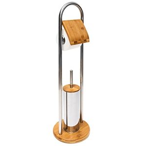 Relaxdays Bathroom Set Toilet Butler Made of Bamboo and Stainless Steel Toilet Roll Holder and Toilet Brush Holder with Plastic Toilet Brush With Hygienic Storage Container Stainless Steel, Natural Relaxdays Bathroom Set Toilet Butler Made of Bamboo and Stainless Steel Toilet Roll Holder and Toilet Brush Holder with Plastic Toilet Brush With Hygienic Storage Container Stainless Steel, Natural