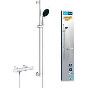 Grohe 34857000 Shower Set, Chrome Precision Get Exposed Thermostatic Shower Trim Kit with Rain Spray, 1.75m Hose, 90cm Rail, Safety Functions, Water Saving Grohe 34857000 Shower Set, Chrome Precision Get Exposed Thermostatic Shower Trim Kit with Rain Spray, 1.75m Hose, 90cm Rail, Safety Functions, Water Saving