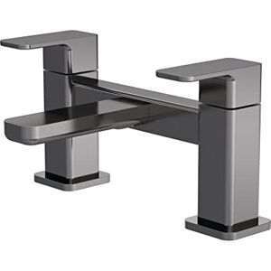 nuie WIN703 Windon Modern Bathroom Square Deck Mounted Bath Filler Tap with Lever Handles, 230mm, Brushed Pewter nuie WIN703 Windon Modern Bathroom Square Deck Mounted Bath Filler Tap with Lever Handles, 230mm, Brushed Pewter