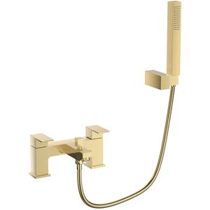 VeeBath Mist Bath Shower Mixer – Brushed Brass Finish with Square Showerhead, Dual Lever Control, G3/4" BSP Inlet, Deck Mounted Square Bathroom Taps Pair, Mixer Tap Shower Attachment VeeBath Mist Bath Shower Mixer – Brushed Brass Finish with Square Showerhead, Dual Lever Control, G3/4" BSP Inlet, Deck Mounted Square Bathroom Taps Pair, Mixer Tap Shower Attachment