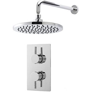 nuie SBR09TW1 Bundle Modern Bathroom Twin Thermostatic Valve Wall Mounted Arm and Round Fixed Shower Head, Chrome nuie SBR09TW1 Bundle Modern Bathroom Twin Thermostatic Valve Wall Mounted Arm and Round Fixed Shower Head, Chrome