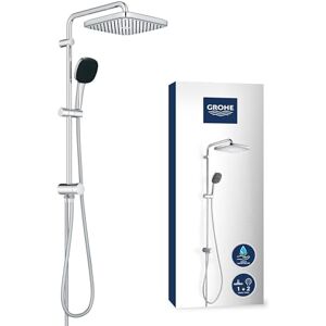 Grohe Vitalio Comfort 250 Flex Shower System with Diverter (Square 25cm Head Shower 2 Spray Rain & SmartRain, Square 11cm Hand Shower 2 Spray: Rain & Jet, Hose 1.5m, Water Saving), e, 26698001 Grohe Vitalio Comfort 250 Flex Shower System with Diverter (Square 25cm Head Shower 2 Spray Rain & SmartRain, Square 11cm Hand Shower 2 Spray: Rain & Jet, Hose 1.5m, Water Saving), e, 26698001