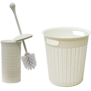 JVL Loop Toilet Brush and Round Plastic Bin White JVL Loop Toilet Brush and Round Plastic Bin White
