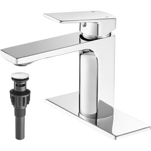 GENBONS Chrome Bathroom Faucet Single Handle Bathroom Vanity Sink Faucet with Pop-up Drain and Faucet Supply Lines Rv Lavatory Vessel Faucet Basin Mixer Tap GENBONS Chrome Bathroom Faucet Single Handle Bathroom Vanity Sink Faucet with Pop-up Drain and Faucet Supply Lines Rv Lavatory Vessel Faucet Basin Mixer Tap