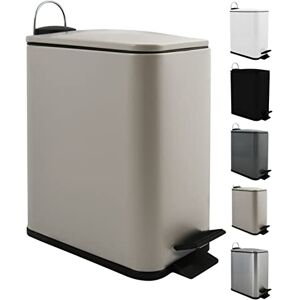 Spirella Erik Cosmetic Bin 5 Litres Stainless Steel with Soft-Close Mechanism and Inner Bucket Bathroom Bin Soft Close Waste Bin Taupe Spirella Erik Cosmetic Bin 5 Litres Stainless Steel with Soft-Close Mechanism and Inner Bucket Bathroom Bin Soft Close Waste Bin Taupe