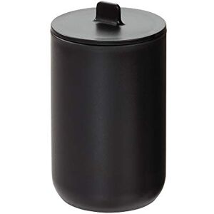 InterDesign iDesign Storage Box with Lid, Small Bathroom Storage Pot for Cosmetics and Make-Up, Round Plastic Cotton Bud and Cotton Pad Holder for the Bathroom, Black,8 cm diameter x 13 cm InterDesign iDesign Storage Box with Lid, Small Bathroom Storage Pot for Cosmetics and Make-Up, Round Plastic Cotton Bud and Cotton Pad Holder for the Bathroom, Black,8 cm diameter x 13 cm