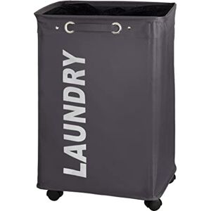 WENKO 3450112100 Laundry bin Quadro Grey laundry basket Capacity: 79 l, Polyester, 40 x 60 x 33 cm, Dark grey WENKO 3450112100 Laundry bin Quadro Grey laundry basket Capacity: 79 l, Polyester, 40 x 60 x 33 cm, Dark grey