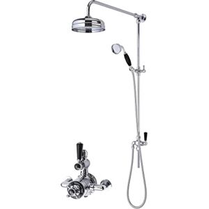 Hudson Reed SBT134TW1 Bundle Traditional Bathroom Twin Exposed Valve and Round Rigid Riser Kit with Single Function Shower Head and Handset, Chrome Hudson Reed SBT134TW1 Bundle Traditional Bathroom Twin Exposed Valve and Round Rigid Riser Kit with Single Function Shower Head and Handset, Chrome