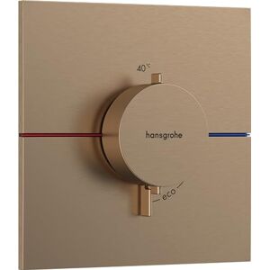 Hansgrohe ShowerSelect Comfort E - thermostat conceiled, bathroom tap with safety stop at 40 °C, thermostat square for showers and bath tubs, shower mixer for 3 functions, brushed bronze, 15574140