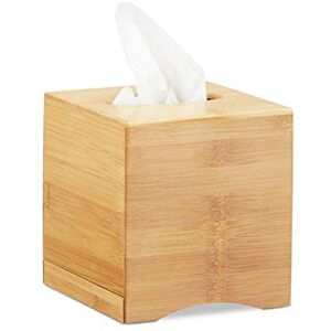 Relaxdays Square Facial Tissue Box, Wooden Bamboo Cosmetic Tissue Dispenser, Cover, HWD: 15.5 x 14.5 x 14.5 cm, Natural Relaxdays Square Facial Tissue Box, Wooden Bamboo Cosmetic Tissue Dispenser, Cover, HWD: 15.5 x 14.5 x 14.5 cm, Natural