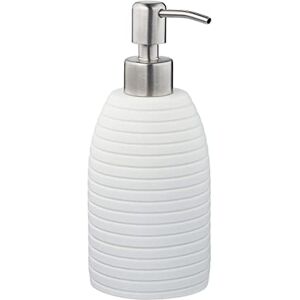 Relaxdays Soap Dispenser, 300 ml, Refillable, Bathroom, for Lotions & Shower Gel, Stainless Steel Pump, White, Polyresin, 18 x 8 x Relaxdays Soap Dispenser, 300 ml, Refillable, Bathroom, for Lotions & Shower Gel, Stainless Steel Pump, White, Polyresin, 18 x 8 x