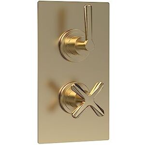 nuie CLL8210 Aztec Twin Concealed Thermostatic Shower Valve-1 Outlet, 215mm, Brushed Brass nuie CLL8210 Aztec Twin Concealed Thermostatic Shower Valve-1 Outlet, 215mm, Brushed Brass