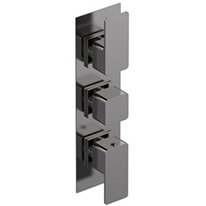 nuie WIN7TR02 Windon Modern Bathroom Square Concealed Triple Thermostatic Shower Valve-Two Outlets, Brushed Pewter nuie WIN7TR02 Windon Modern Bathroom Square Concealed Triple Thermostatic Shower Valve-Two Outlets, Brushed Pewter