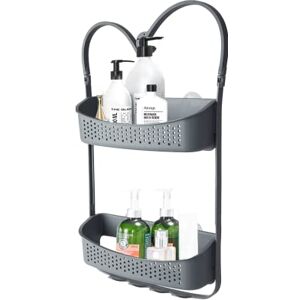 Canyon Hanging Shower Caddy Single Basket, No Drill Bathroom Shelf, Non-Rusting Storage Shelves, Shower Accessory for Bathroom Organisation Shelf, Over Bath Storage Shower Basket (2 Tier Grey) Canyon Hanging Shower Caddy Single Basket, No Drill Bathroom Shelf, Non-Rusting Storage Shelves, Shower Accessory for Bathroom Organisation Shelf, Over Bath Storage Shower Basket (2 Tier Grey)